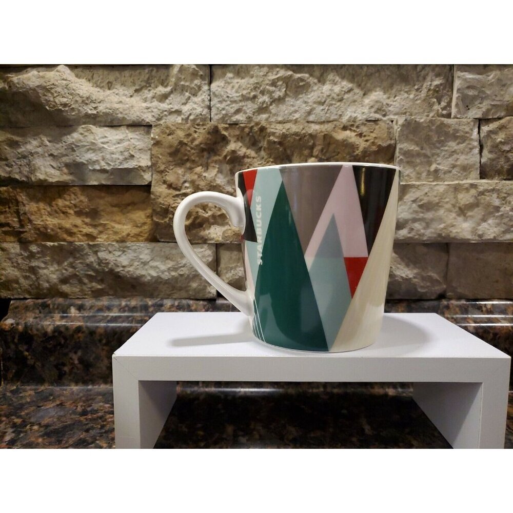 Starbucks Holiday Triangle Christmas Tree Coffee Tea Mug Cup 18oz Coffee Bar